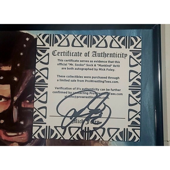 WWE Mick Foley Signed Mr Socko Sock + Framed/Signed 8x10+Signed COA Mankind WWF - Picture 6 of 8